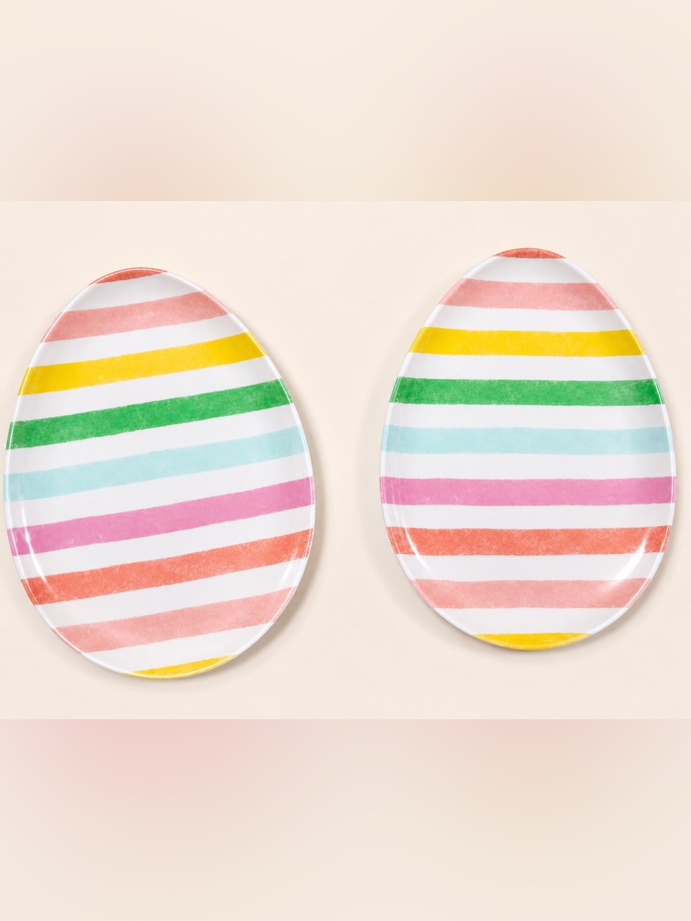 2020 Target Spritz Striped Egg Dinner Plates Set of 2 NEW Easter